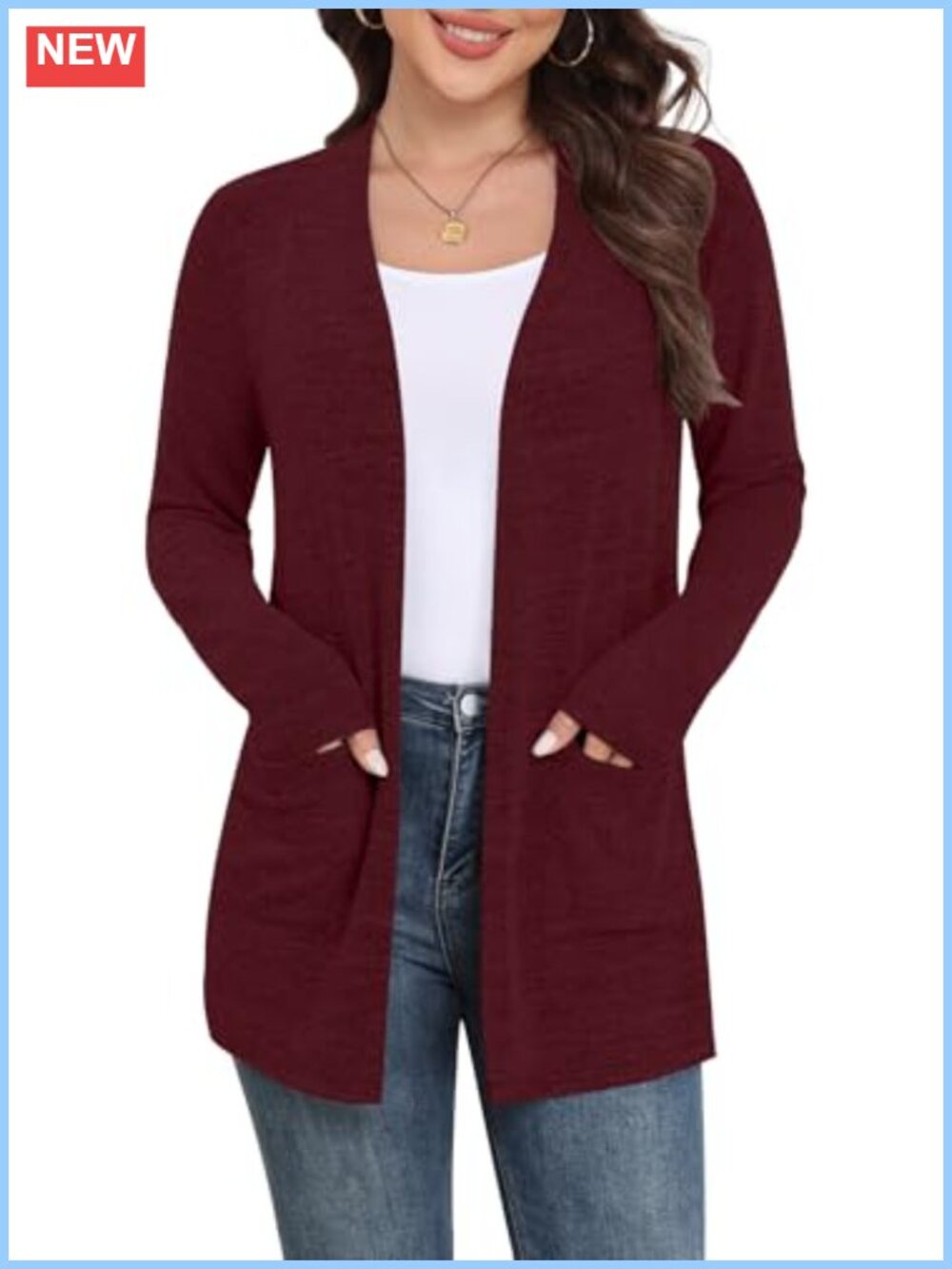 Women Lightweight Open Front Cardigan Long Sleeve with Pockets S-3XL